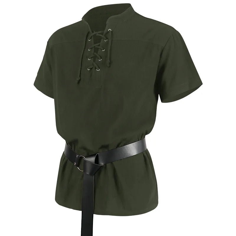 Good - Viking Lace - Up Short Sleeve Tunic Shirt with Belt - T&D Design & Sundry