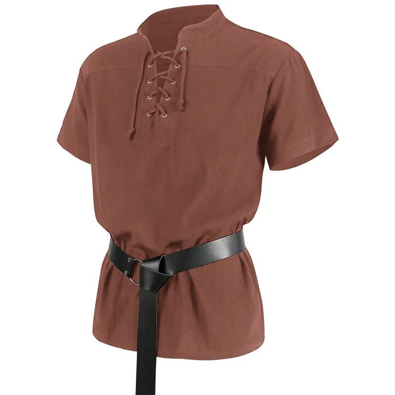 Good - Viking Lace - Up Short Sleeve Tunic Shirt with Belt - T&D Design & Sundry