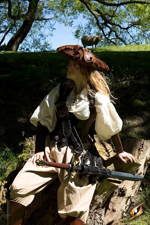 The Corsair Captain’s Ensemble – Brown Pirate Coat, Hat & Baldric Set - T&D Design & Sundry