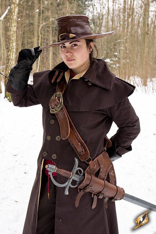 The Corsair Captain’s Ensemble – Brown Pirate Coat, Hat & Baldric Set - T&D Design & Sundry
