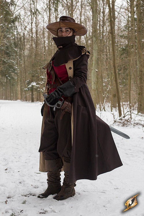 The Corsair Captain’s Ensemble – Brown Pirate Coat, Hat & Baldric Set - T&D Design & Sundry