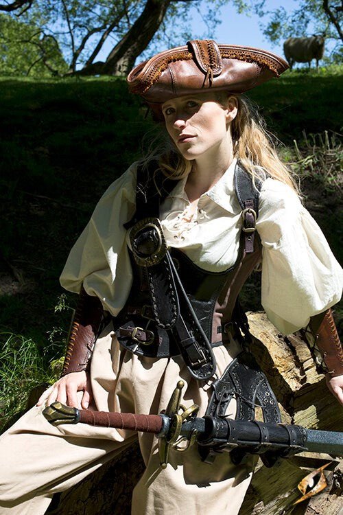 The Corsair Captain’s Ensemble – Brown Pirate Coat, Hat & Baldric Set - T&D Design & Sundry